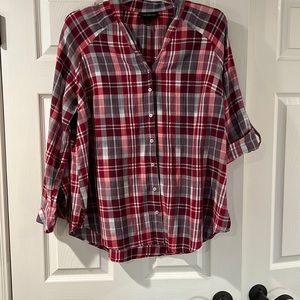 Red plaid blouse